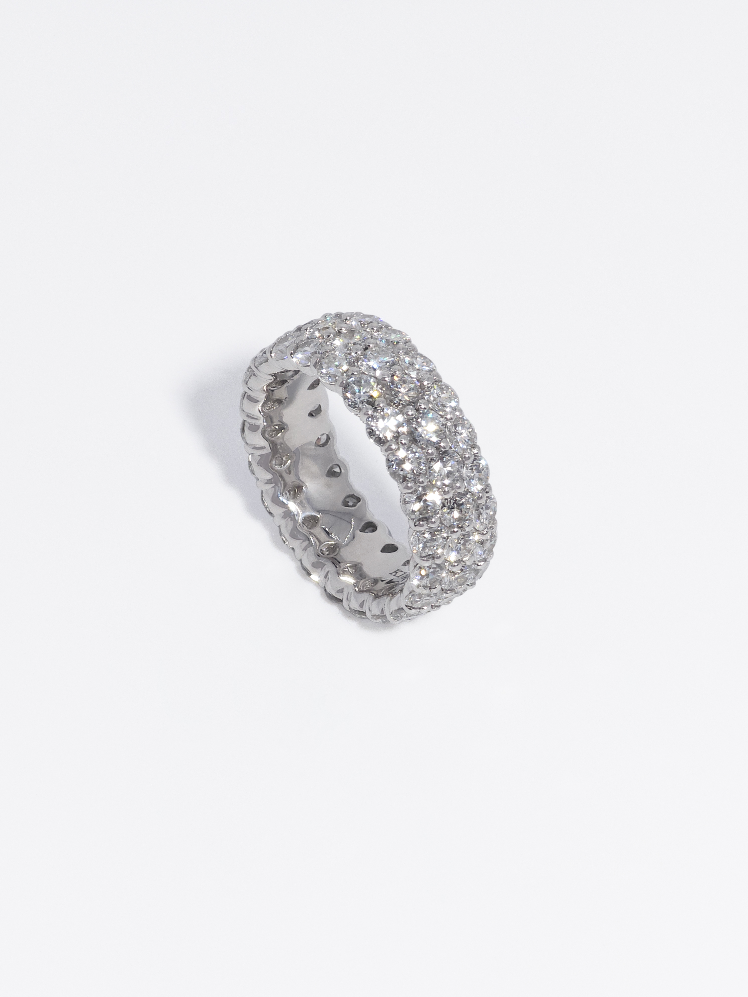 랩다이아 백금 반지 풀 파베세팅 3줄 라지 2.8mm 랩다이아몬드 플래티넘 PT950 - 상세 이미지 4