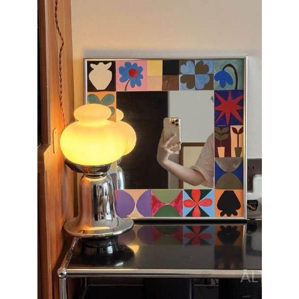 캔버스 미러 인테리어 거울 컬러풀 모델 A 60x60cm 밝은 은색 아크 금속프레임 - 상세 이미지 3