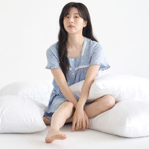 블루퓨어 반팔 여름 빅사이즈 순면 여성 잠옷 홈웨어 세트 착용 후기 | 사이즈/핏 총정리 - 상품 이미지 2