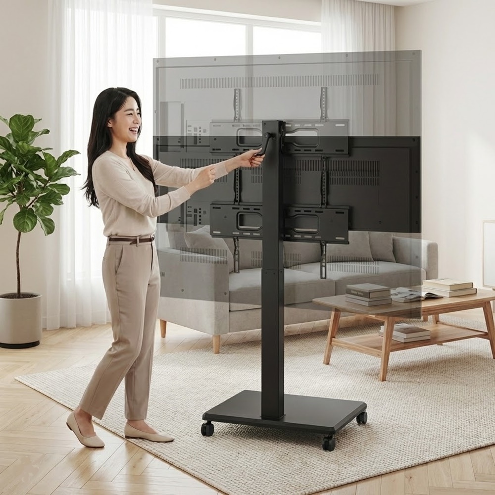 수동식 높이조절 대형 벽면밀착형 이동식 TV 거치대 189cm(75인치) 이미지 7