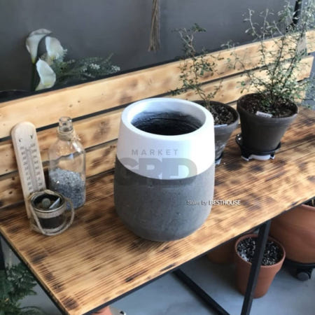 트렌디프레소협력사 마켓그리드 테라스톤 화분 타원 20x34 화이트투톤 빈화분