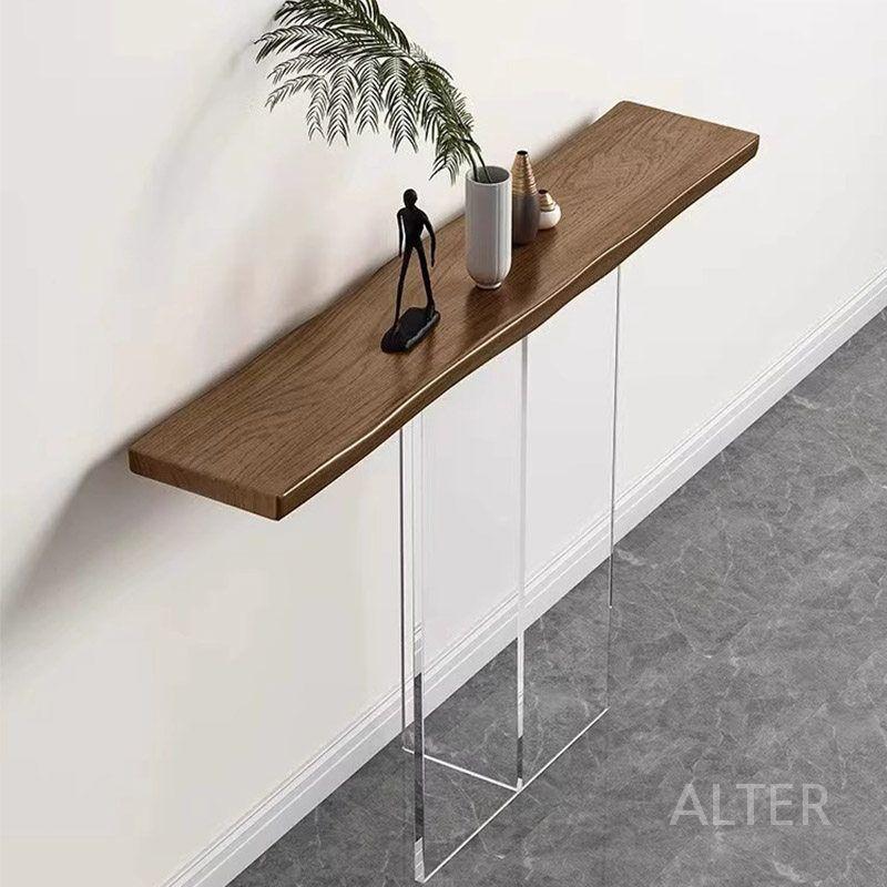 폭좁은 틈새 콘솔 얇은 거실 사이드 복도 감성 테이블 갈렛 입식 엔틱 블랙 140x30x75cm 두께5cm - 상세 이미지 2