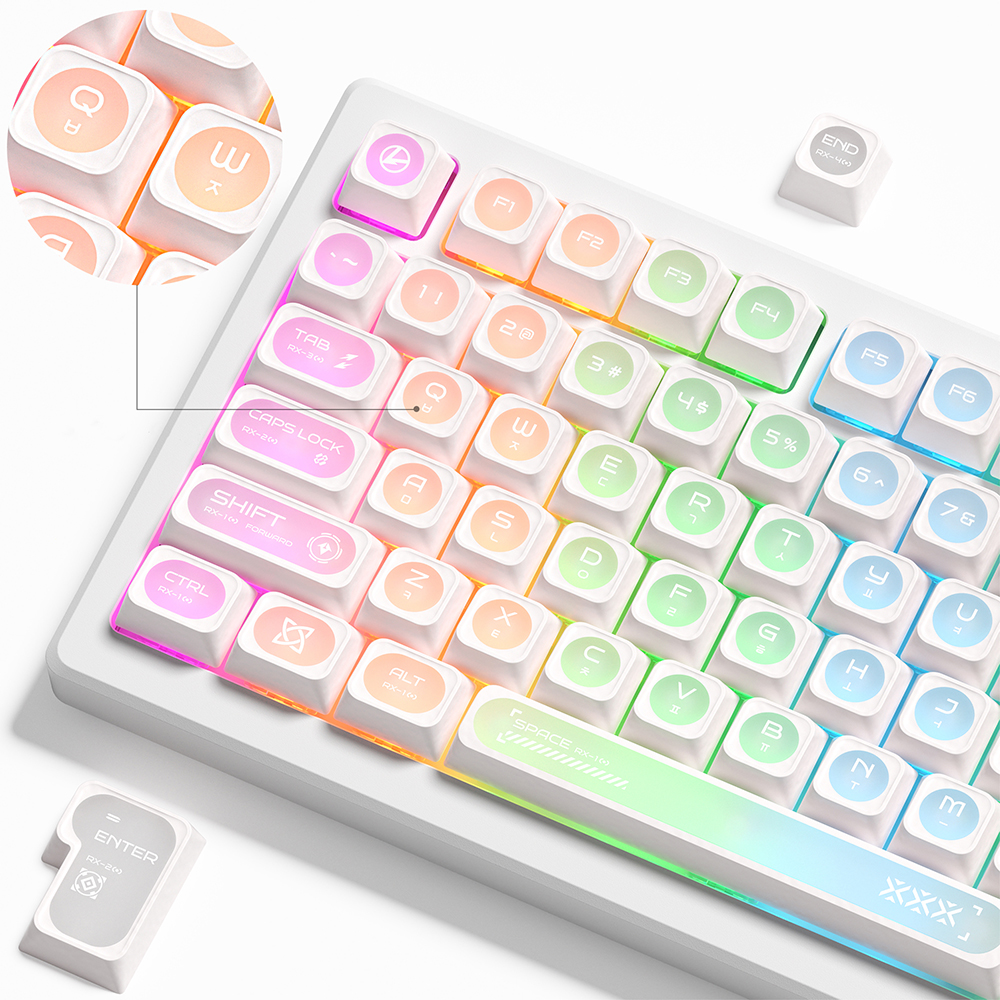 캣츠아이 화이트 한글 반투명 키캡 CHERRY PBT 기계식키보드 호환 키캡 136키 - 상품 이미지