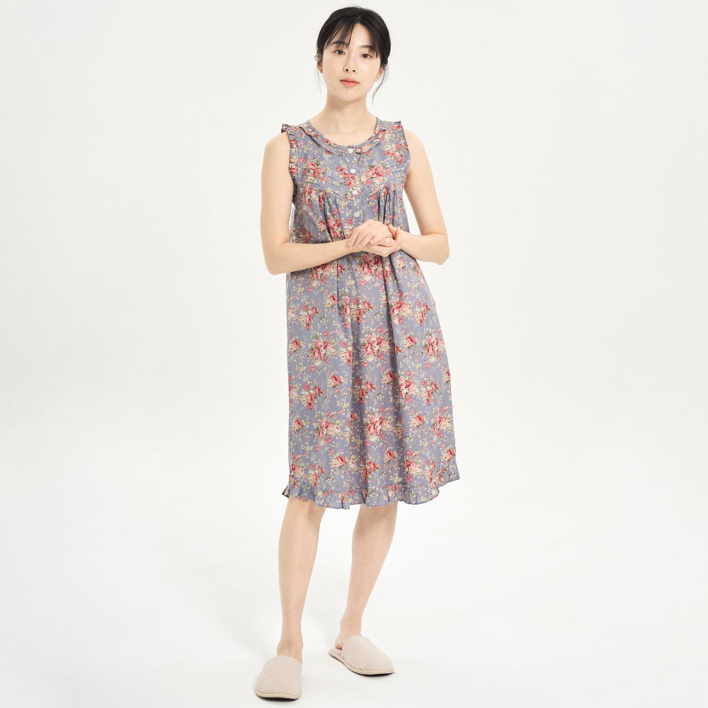 연보라장미 순면 여성 나시 빅사이즈 원피스 잠옷 이미지 6