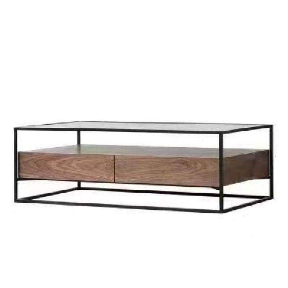 사각 거실 테이블 유리 모던 탁자 인테리어 좌식 강화 월넛 100x50x45cm - 상품 이미지