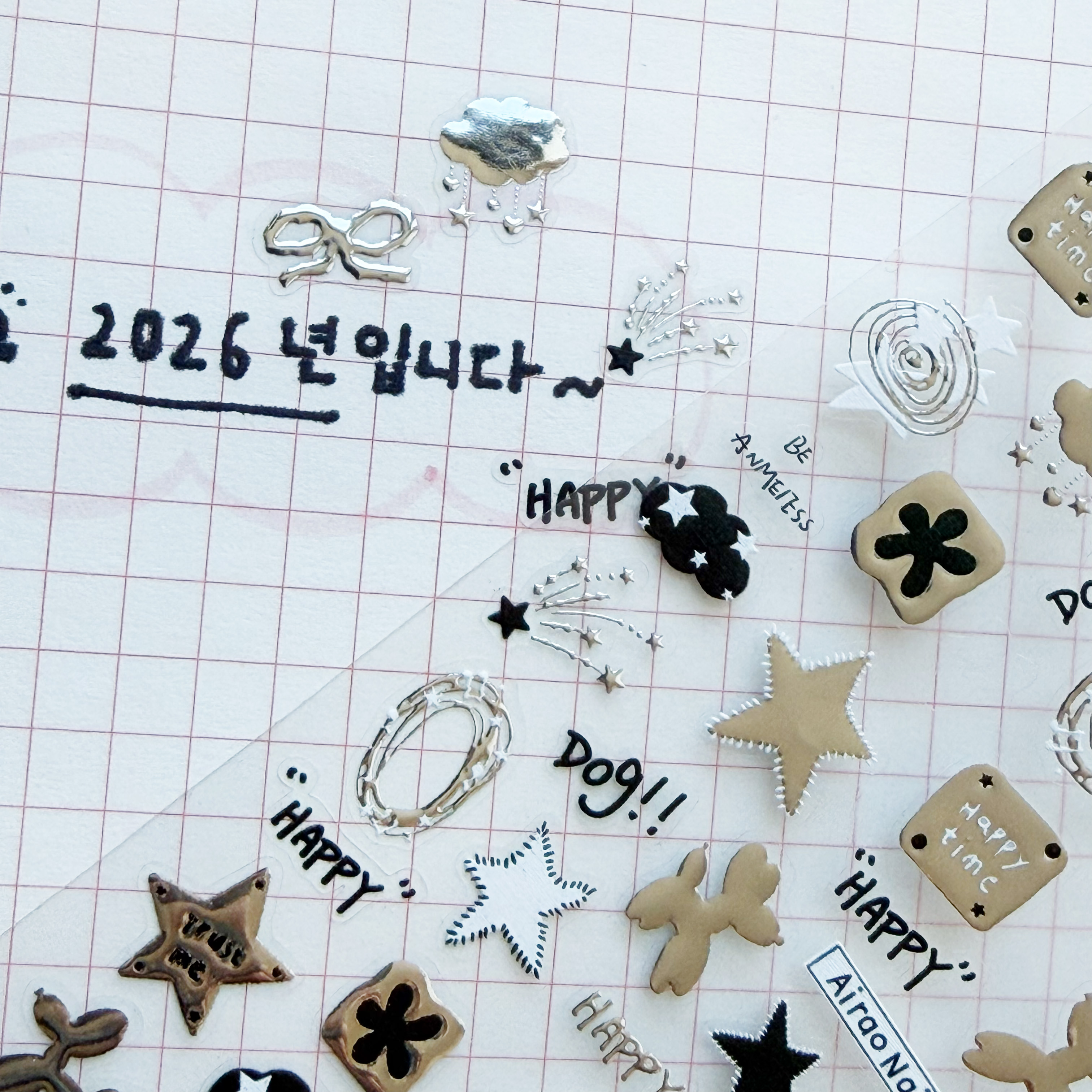 블랙 메탈 해피 심볼 다꾸 스티커 다이어리꾸미기 (to5219) (H-6a) 이미지 7