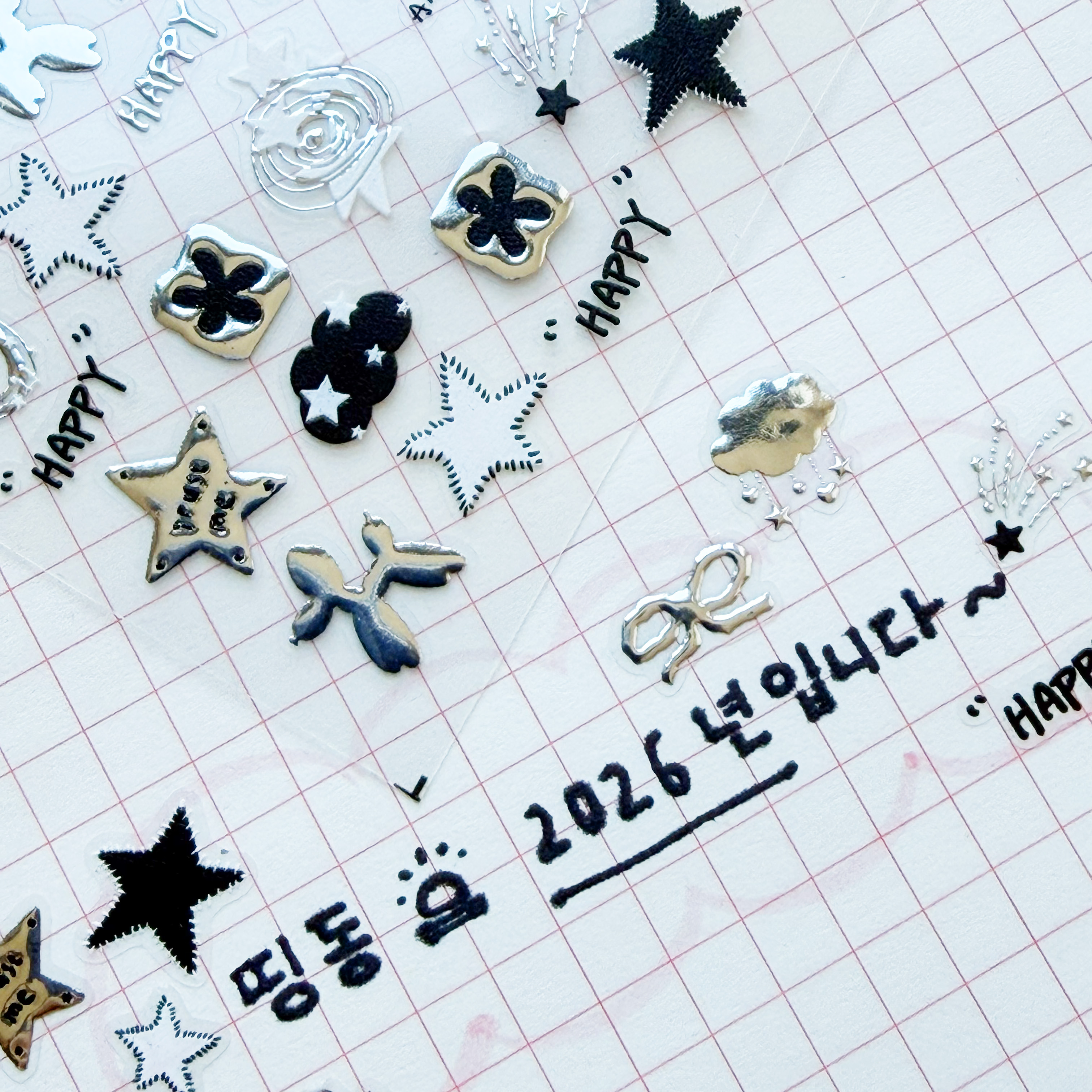 블랙 메탈 해피 심볼 다꾸 스티커 다이어리꾸미기 (to5219) (H-6a) 이미지 8