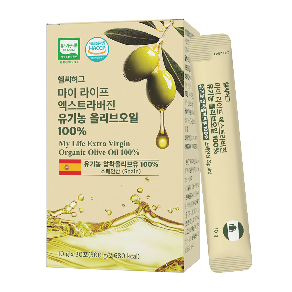 헬씨허그 마이 라이프 엑스트라버진 유기농 올리브오일 100% 10ml 30포, 1개 - 상품 이미지