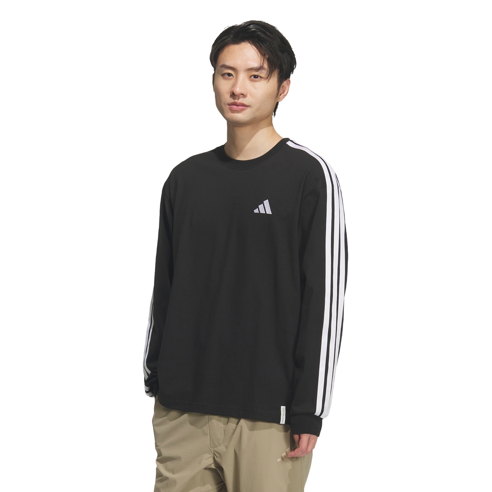 [아디다스 공식] ESSENTIALS PLUS LOOSE FIT 3 STRIPES SINGLE JERSEY 롱 슬리브 티셔츠 KF3728 - 상세 이미지 4