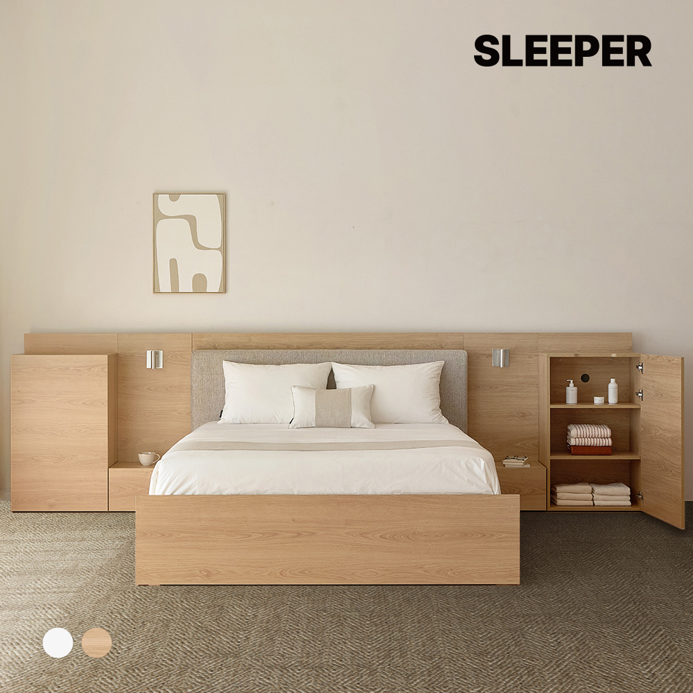 슬립퍼 허쉬 헤드형 원목 수납 호텔 침대 프레임 LK(라지킹), 내추럴오크 제품 이미지