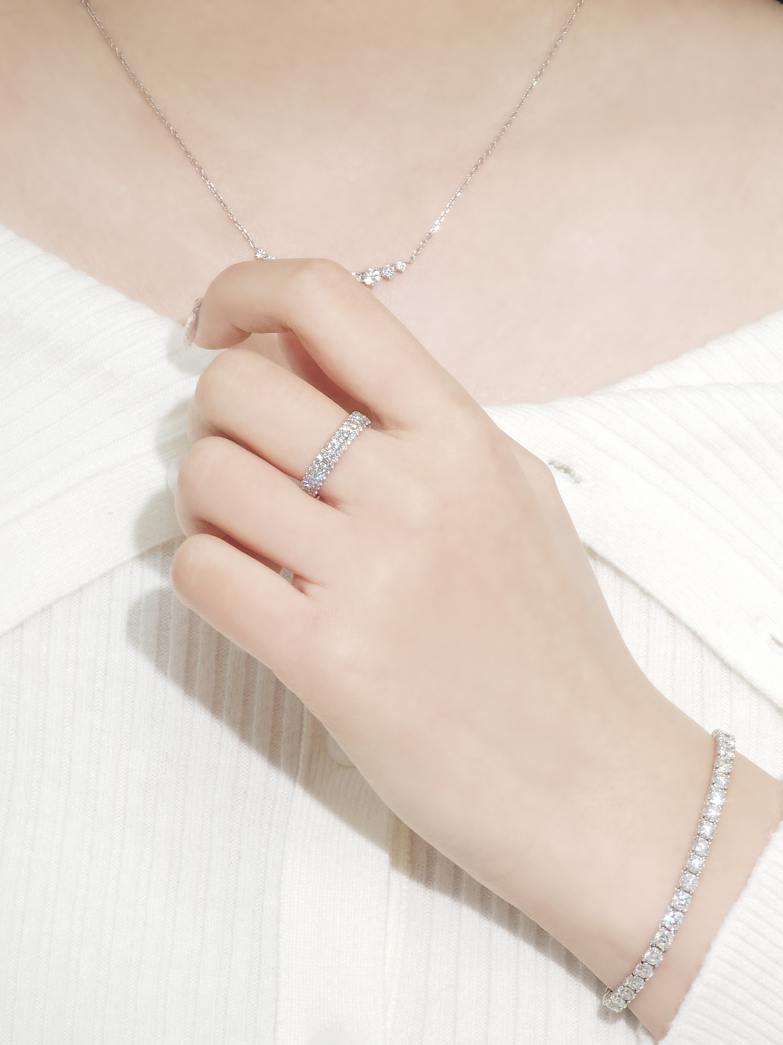 랩다이아 반지 풀 파베세팅 3줄 미니 1.5mm 랩다이아몬드 14k 18k 이미지 6