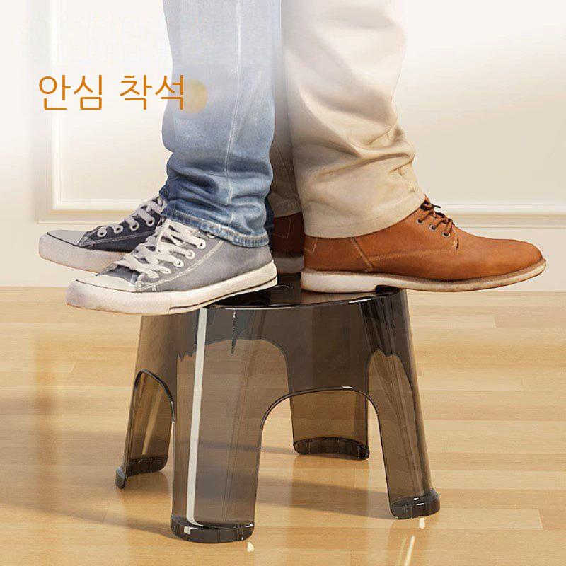 현관 신발착용 스툴 회색 2개 소형 두꺼운 타입 - 상세 이미지 3