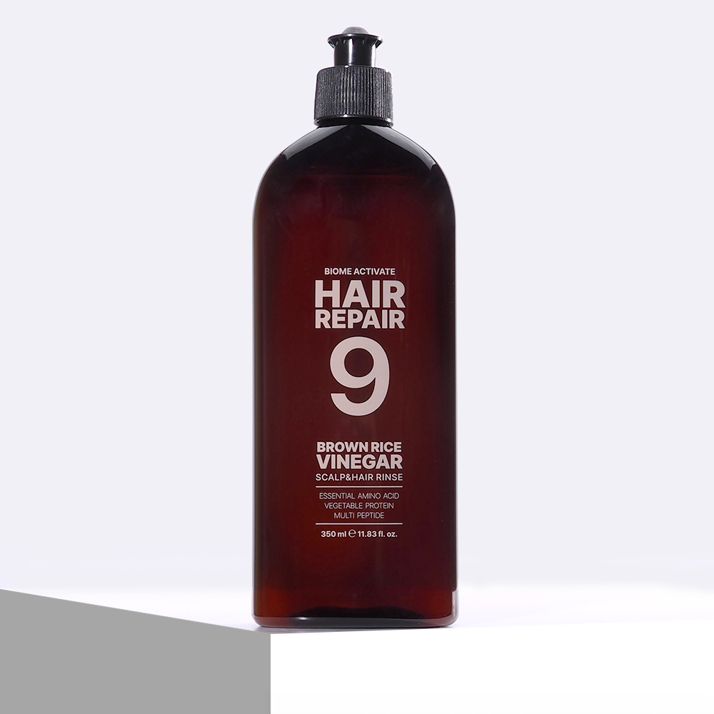[바액] 헤어리페어9 현미식초 스칼프 & 헤어 린스 [350ml] 헤어식초 현미초 두피청소 클린헤어 정수리냄새제거 pH밸런스 약산성 저자극 제품 이미지