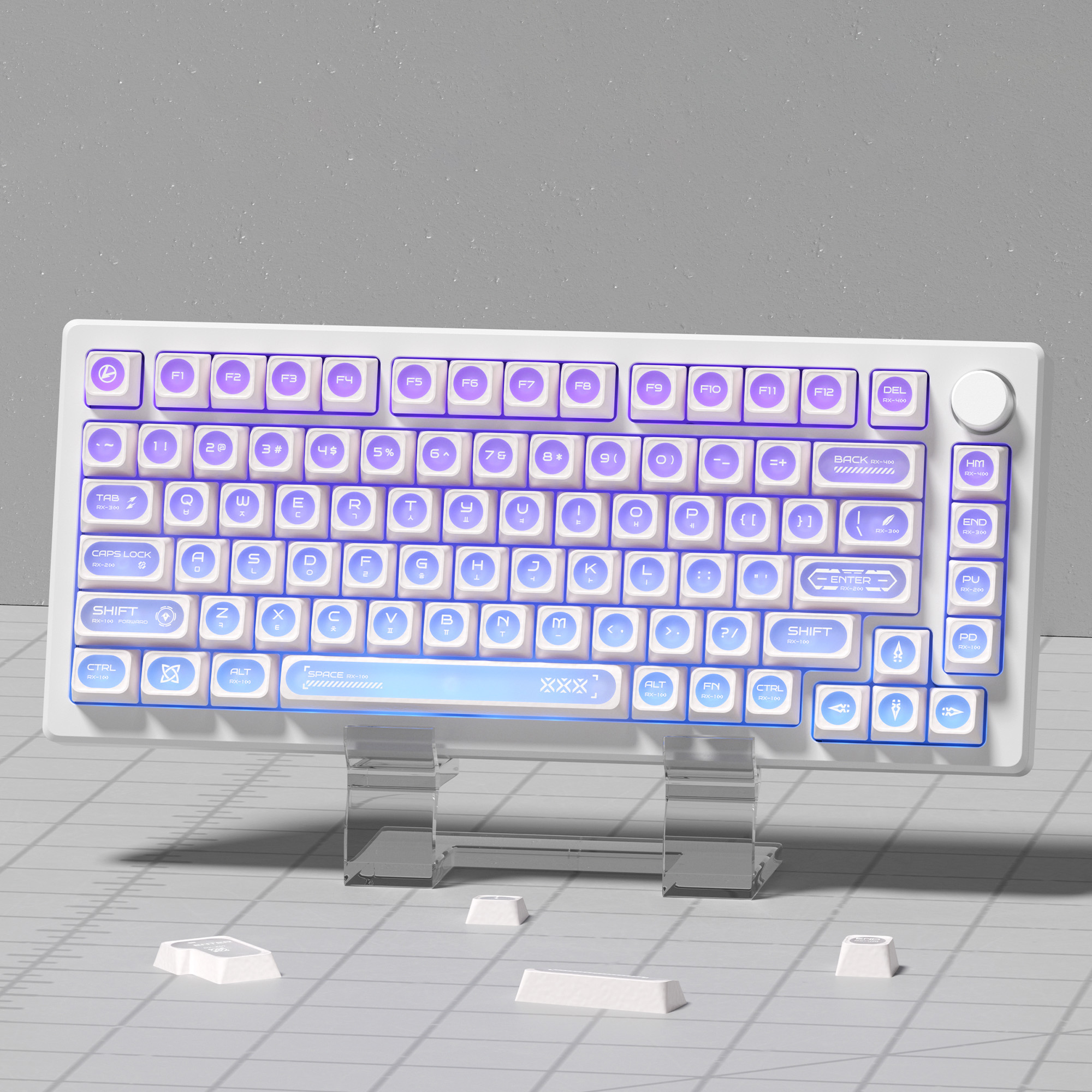 캣츠아이 화이트 한글 반투명 키캡 CHERRY PBT 기계식키보드 호환 키캡 136키 - 상세 이미지 2