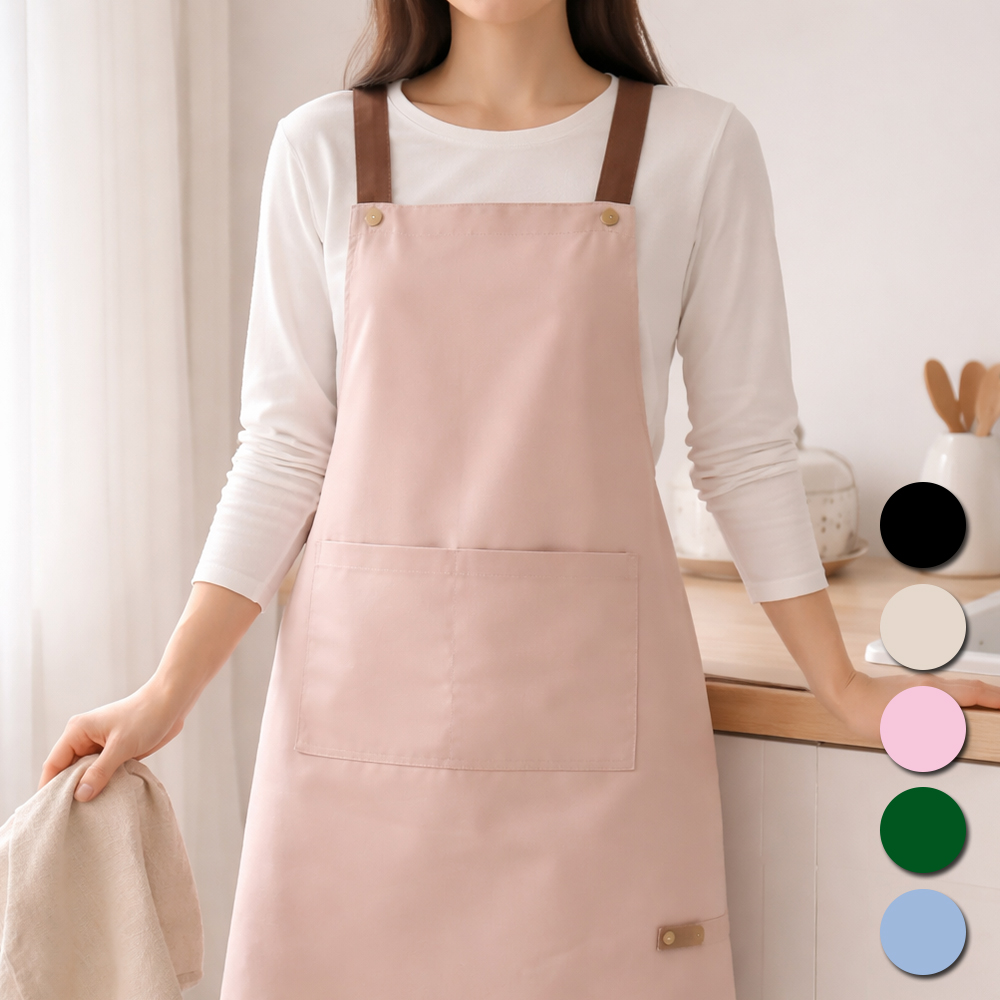 H형 방수앞치마 어린이집 보육교사 카페 미용실 미술 앞치마 핑크, 기본