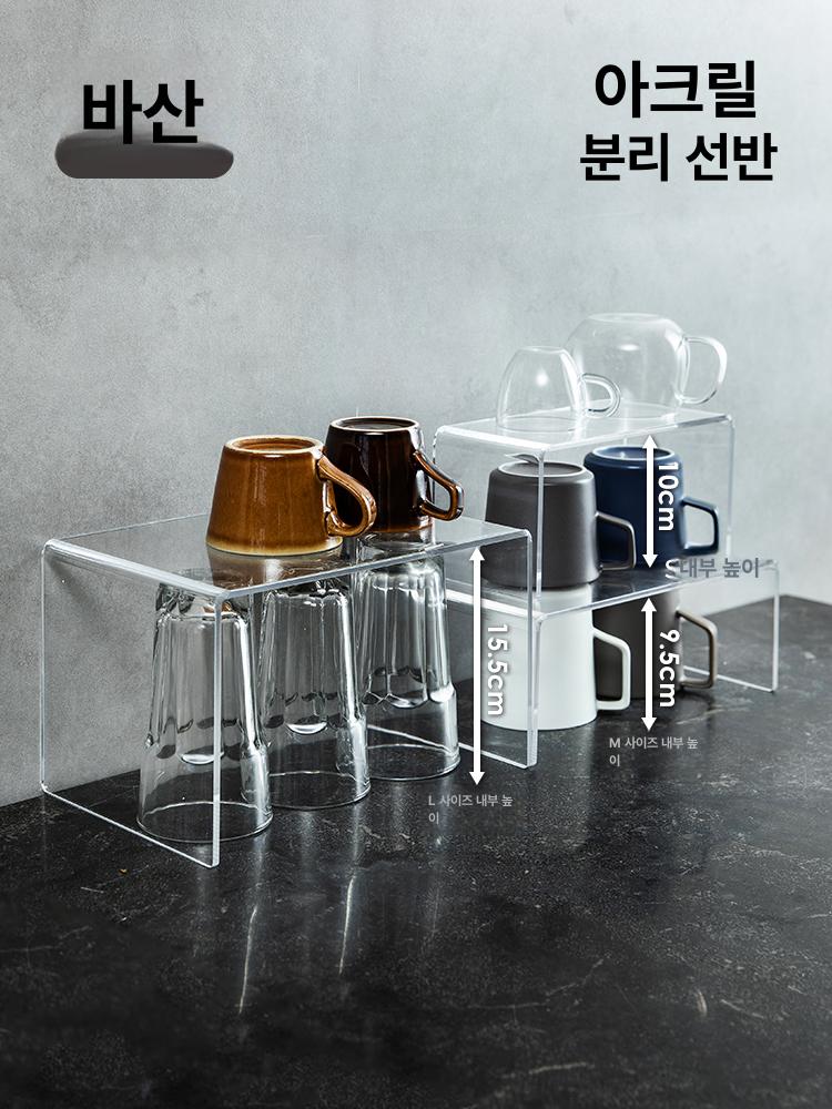 아크릴 탁상용 진열대 디귿자 정리대 수납 거치대 투명 M 26 x 17.5 x 10cm 1단 - 상세 이미지 2