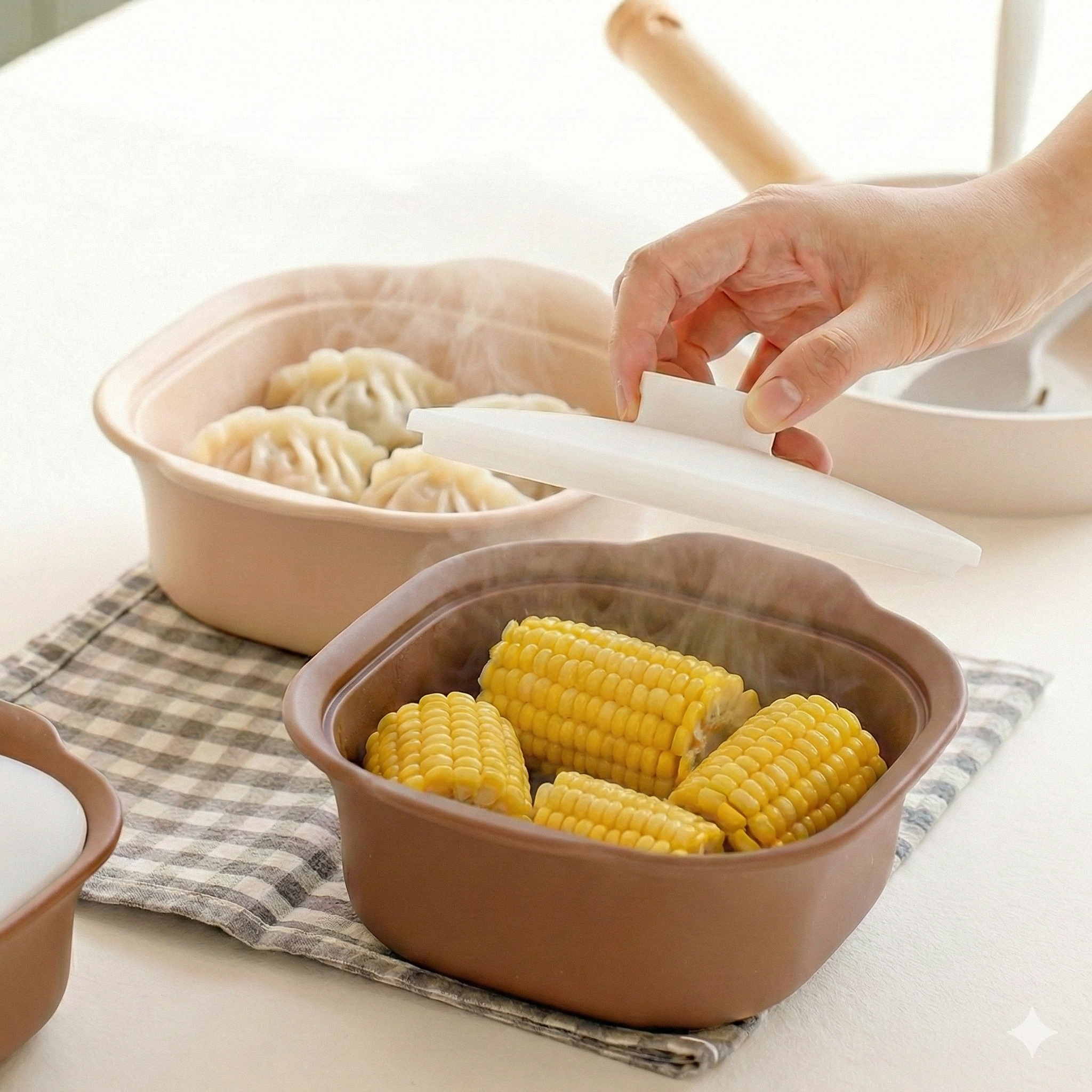 [N배송]라라앤모어 국내산 사각 라면 실리콘찜기 만두 이유식 계란찜 600ml 이미지 3