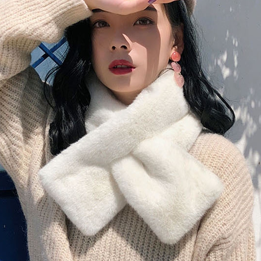 페이크퍼 숏 짧은 목도리 머플러 쁘띠 밍크 에코퍼 - 상품 이미지