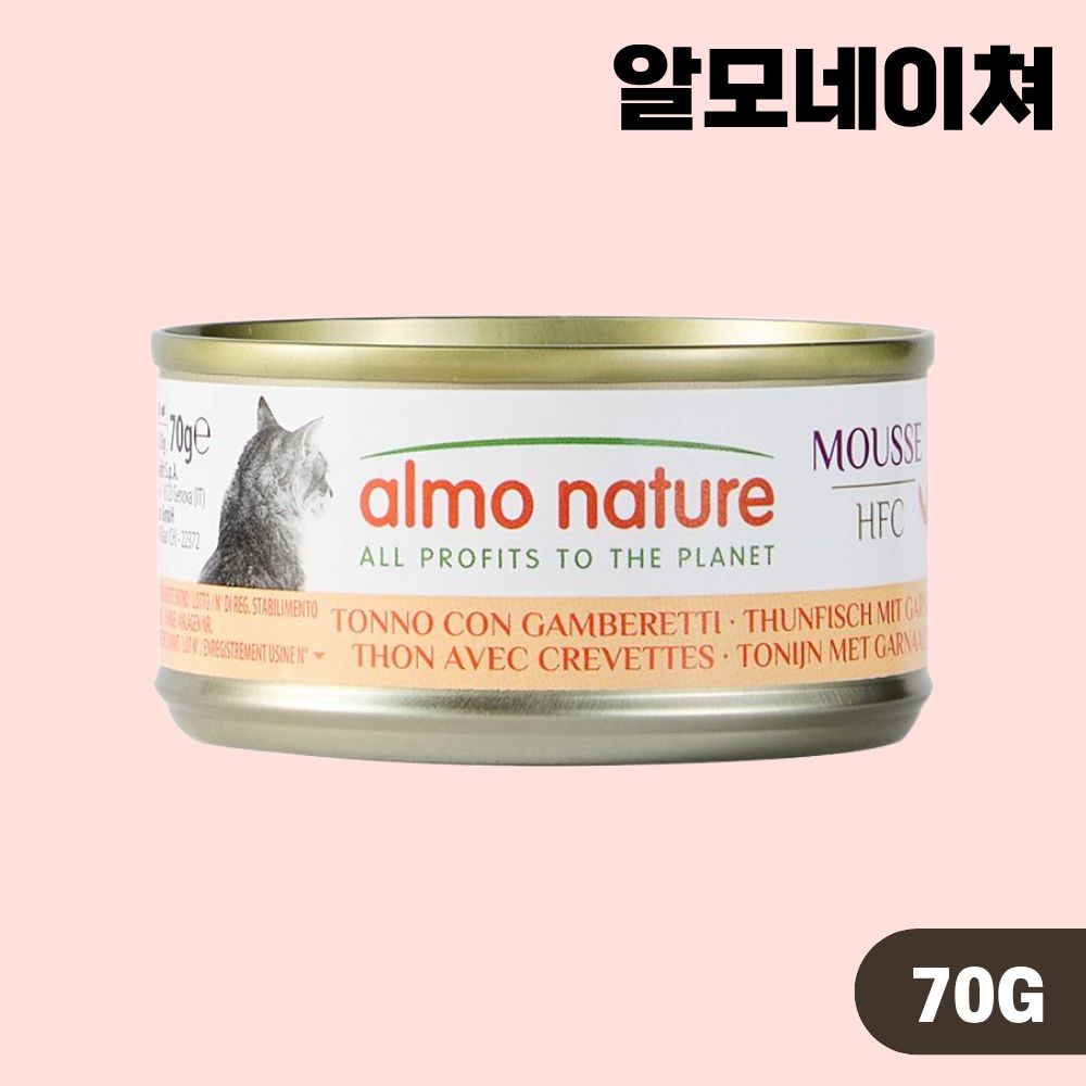 알모네이쳐 무스 주식캔 고양이 습식 참치 새우, 70g, 1개 - 상품 이미지