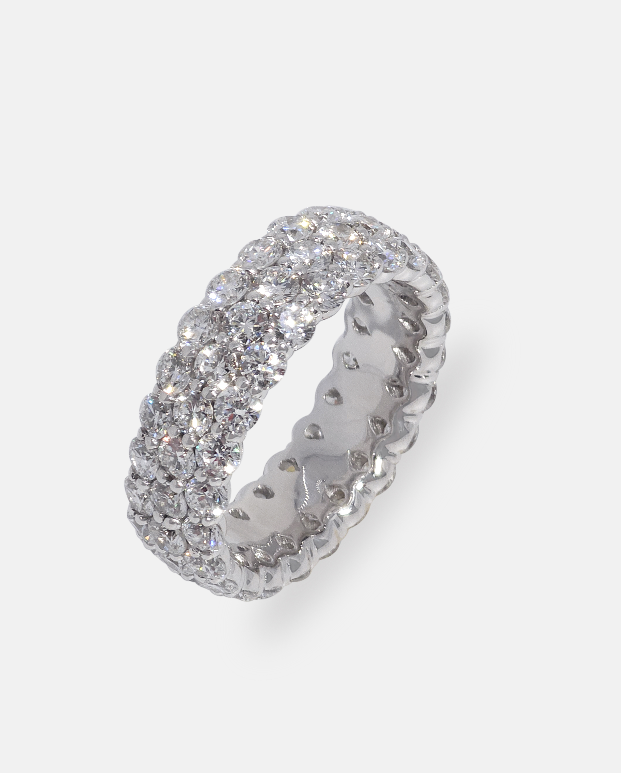 랩다이아 반지 풀 파베세팅 3줄 미디움 2.5mm 랩다이아몬드 14k 18k - 상품 이미지