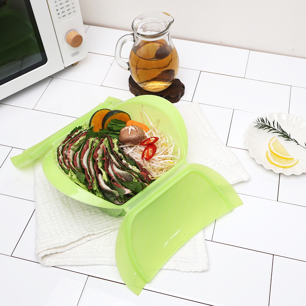 아이다 이지 실리콘 전자레인지 만능 찜기 24cm, 그린 - 상세 이미지 2