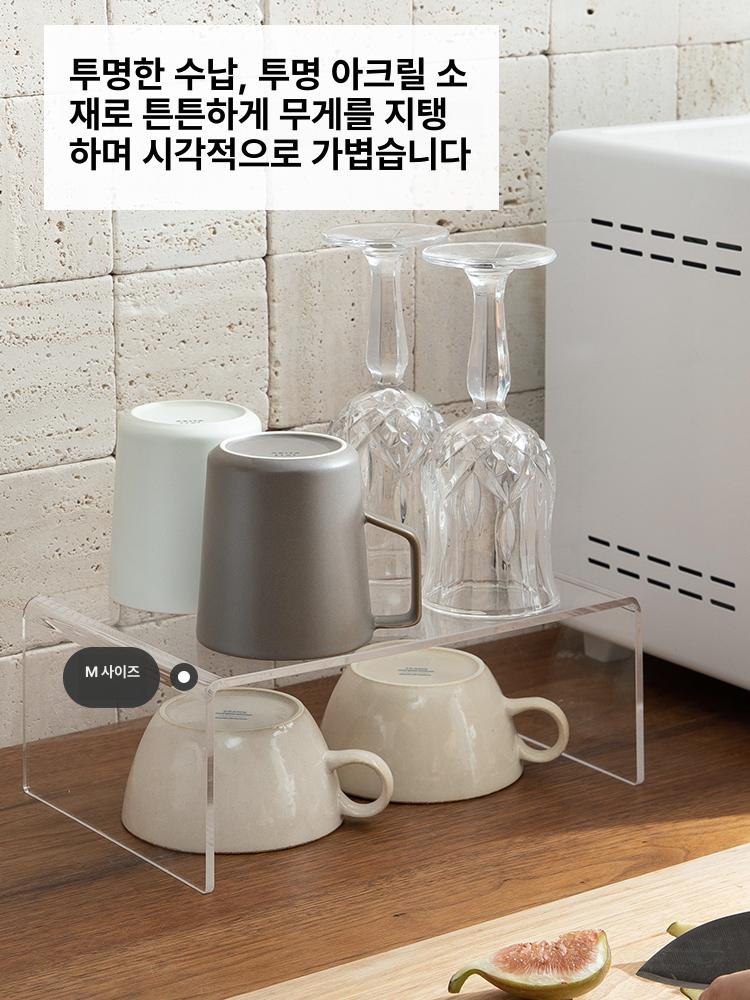 아크릴 탁상용 진열대 디귿자 정리대 수납 거치대 투명 M 26 x 17.5 x 10cm 1단 - 상세 이미지 4
