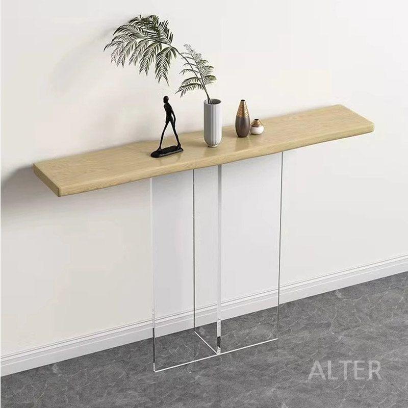 폭좁은 틈새 콘솔 얇은 거실 사이드 복도 감성 테이블 갈렛 입식 엔틱 블랙 140x30x75cm 두께5cm - 상세 이미지 4