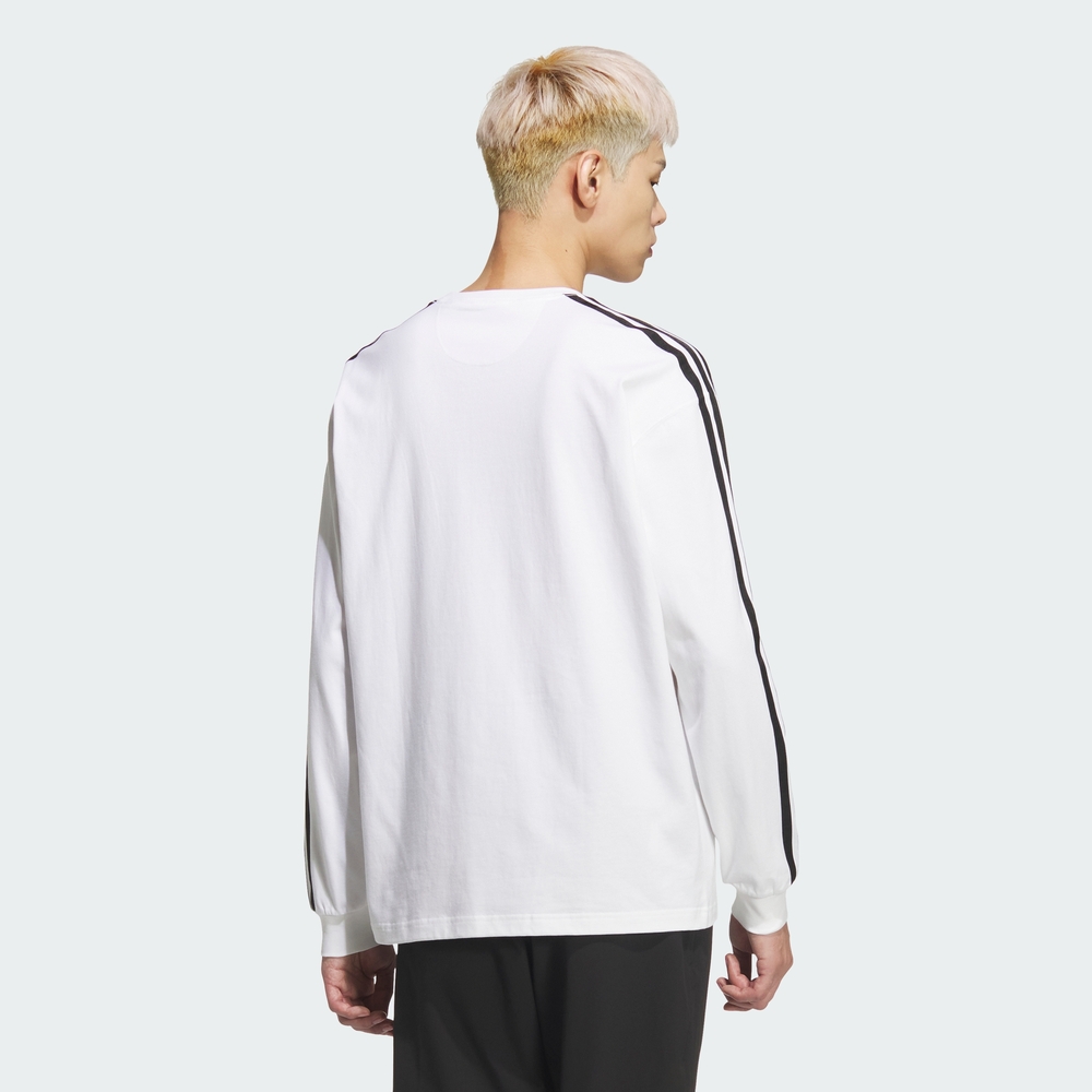 [아디다스 공식] ESSENTIALS PLUS LOOSE FIT 3 STRIPES SINGLE JERSEY 롱 슬리브 티셔츠 KF3731 - 상세 이미지 2
