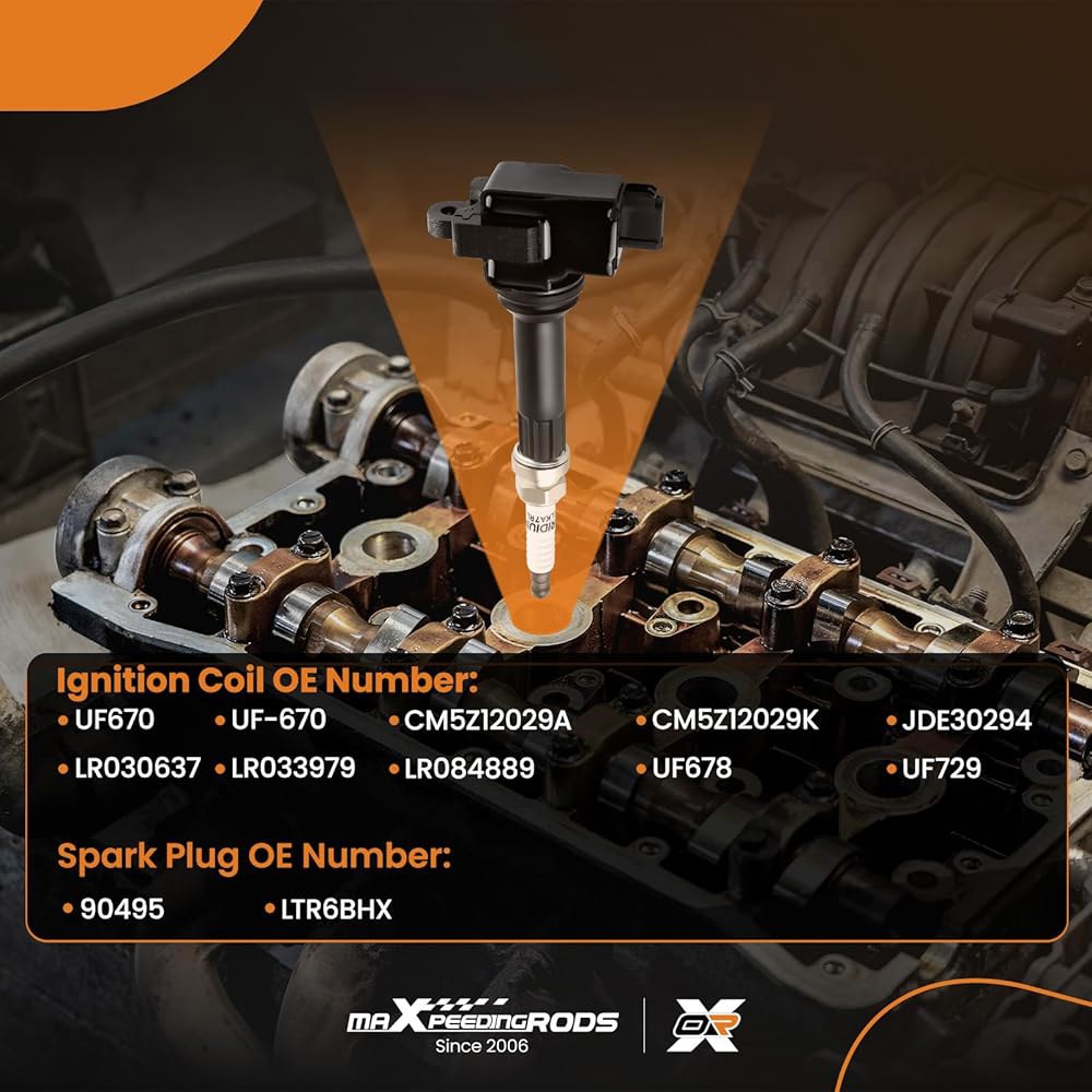 랜드로버 링컨 포드 2.0L 2.3LL4 2012-2020, 재규어 XE XF, 점화 코일 키트가 UF-670을 대체하는 맥스피딩로드 UF670 4종 팩 및 이리듐 플러그 세트 - 상세 이미지 2