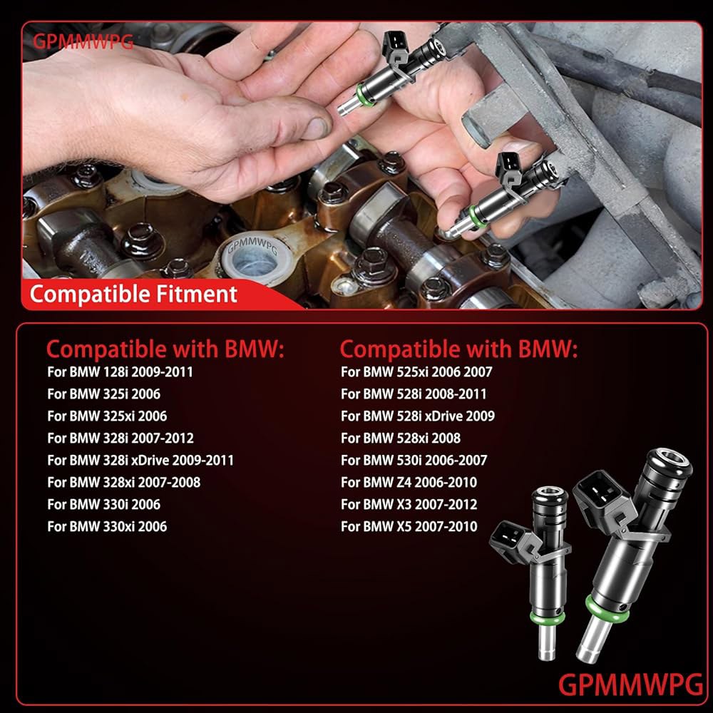 GPMMWPG 6Pcs 연료 인젝터 7531634 FJ748 6홀 BMW 328i 330i 530i 128i X3 X5 Z4 525i 528i 325xi 2006 2008 2009 - 상세 이미지 2