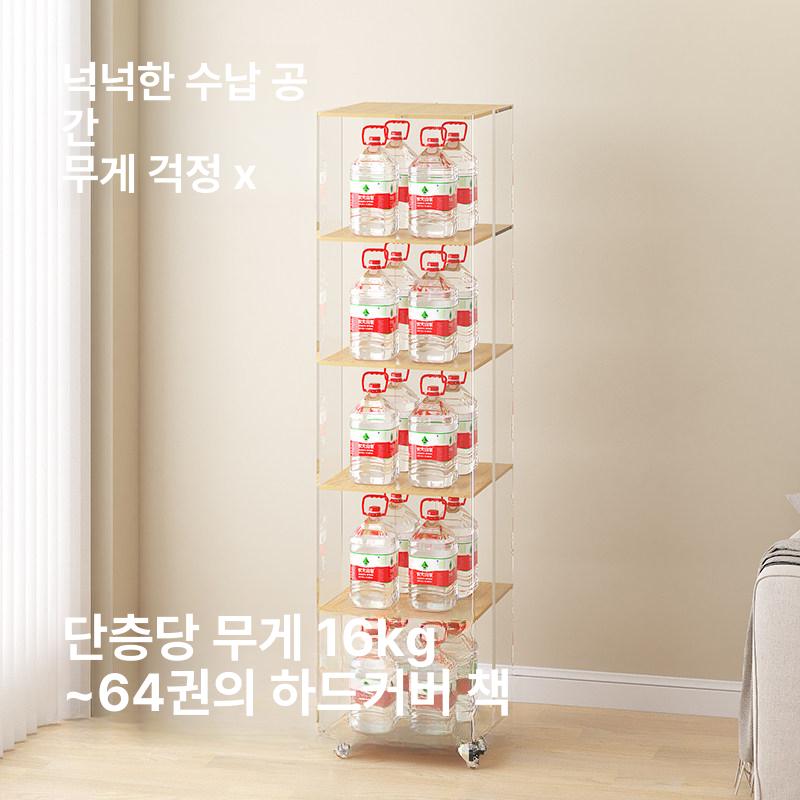 아크릴 진열장 피규어 투명 침실 수납장 명품가방 보관함 8mm 두꺼운 측면 패널 내추럴 우드 3칸 - 상세 이미지 5