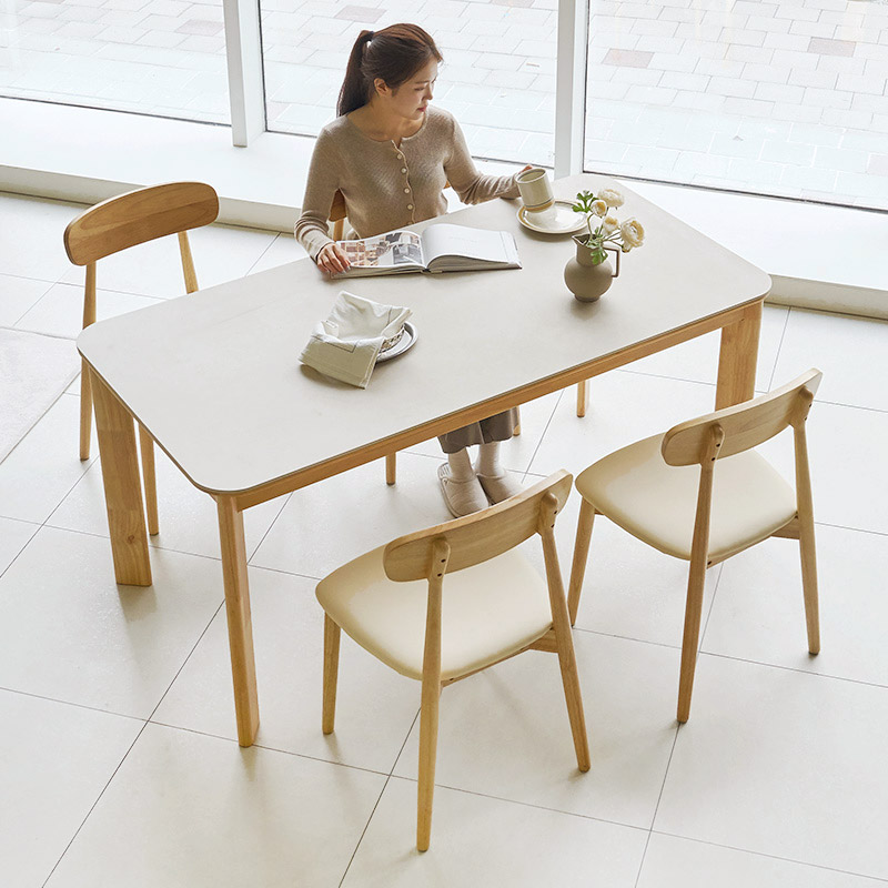 루네뜨 4인용 세라믹식탁 N1 포세린 원목 식탁 세트