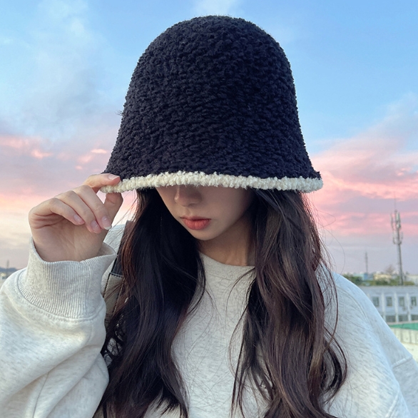 여성 가발 머리 모자 일체형 웨이브 긴머리 겨울 패션 통가발 인모 여자 달린 니트 비니 - 상품 이미지