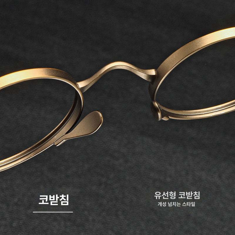 남성용 순티타늄 타원형 레트로 근시용 안경 프레임 앤티크브론즈 - 상세 이미지 4