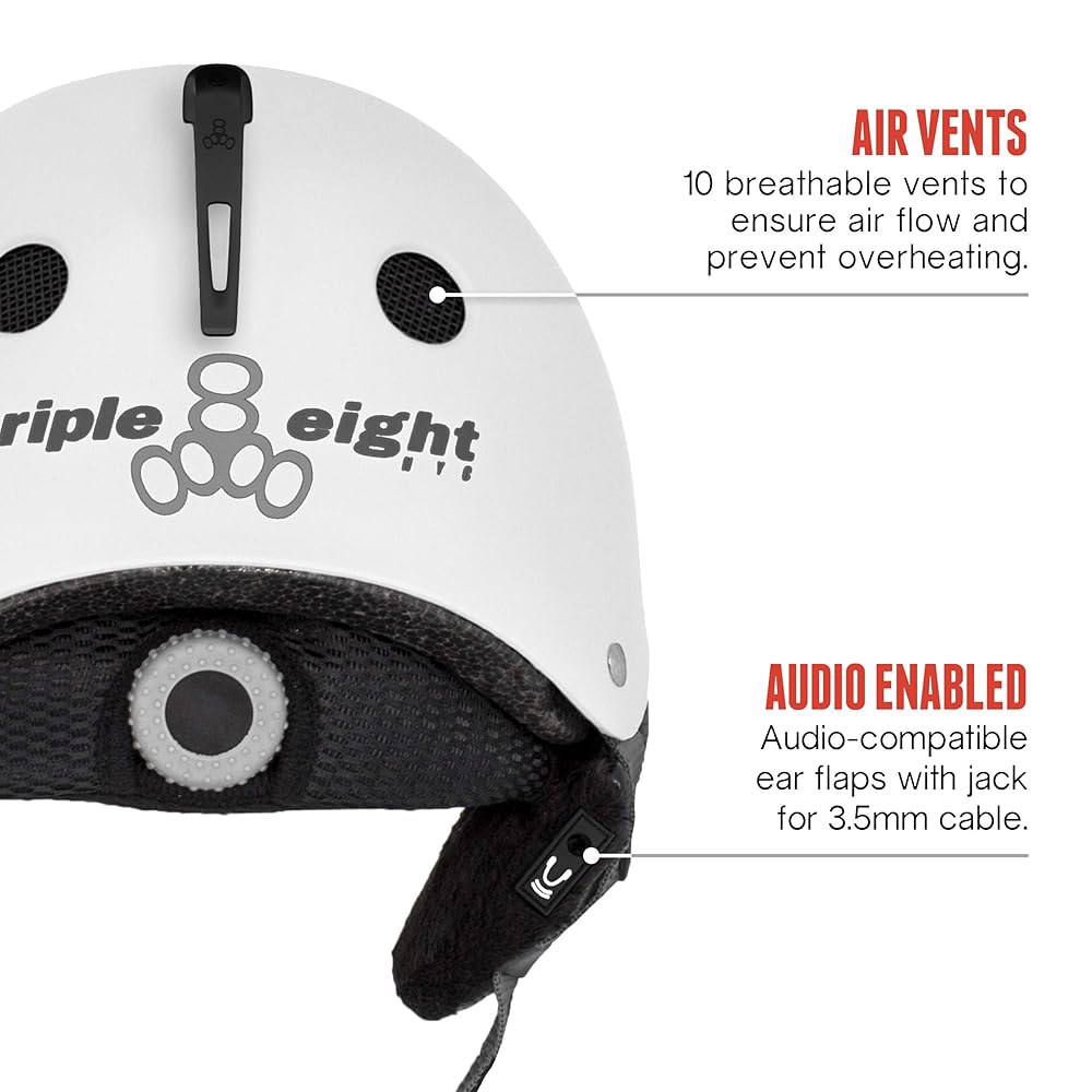 Triple Eight Halo Snow Standard 스노우보드 및 스키 헬멧, 다이얼 핏으로 안전 인증, 화이트, 스몰/미디엄 Black X-Small-Small - 상세 이미지 3