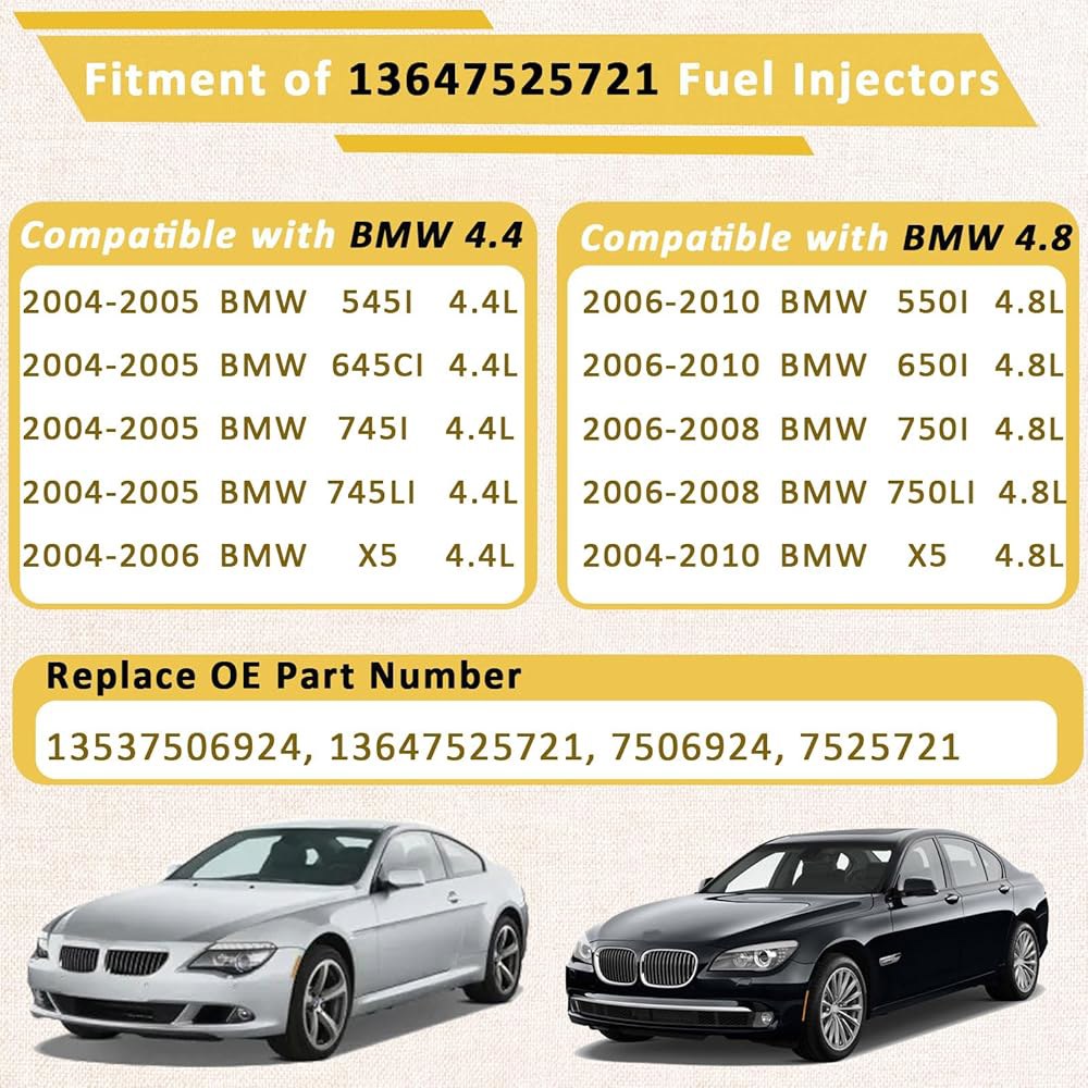 7525721 OE 4.8L 연료 인젝터, /BMW 2006-2010 X5 550I 650I 750I 호환, 2004-2005 4.4L 545I 645CI 745LI | 4개 홀| - 상세 이미지 2
