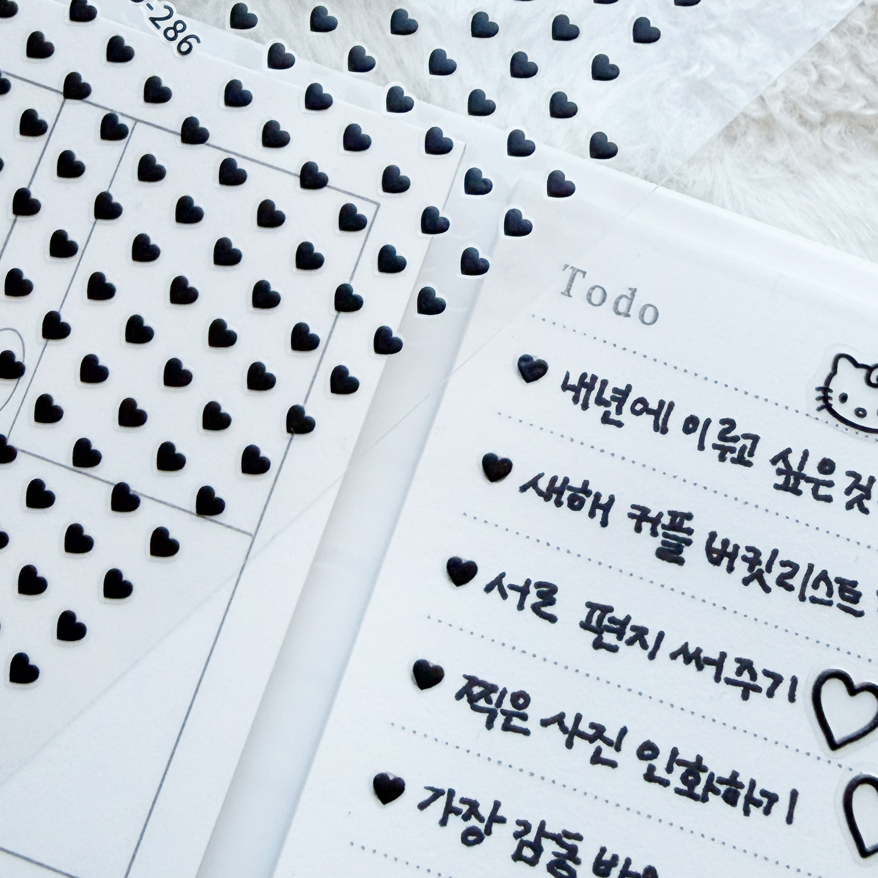 심플 미니 블랙 하트 투두 다꾸 스티커 다이어리꾸미기 (SO286) (H-5b) 이미지 7
