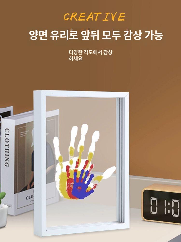 손바닥 액자 핸드프린트 가족 diy 친구 추억 손도장 화이트 액자+잉크+브러시+못 - 상세 이미지 4