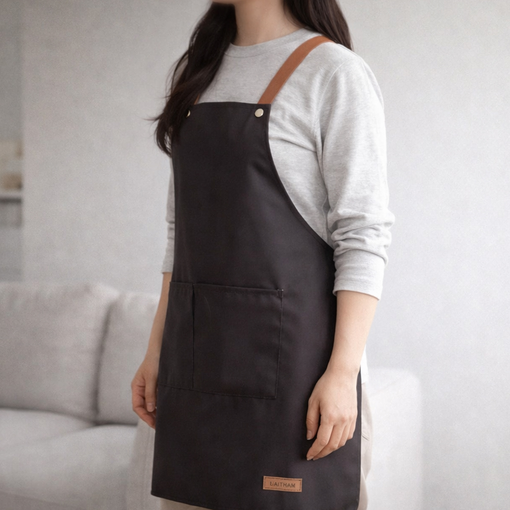 H형 방수앞치마 어린이집 보육교사 카페 미용실 미술 앞치마 블랙, 기본