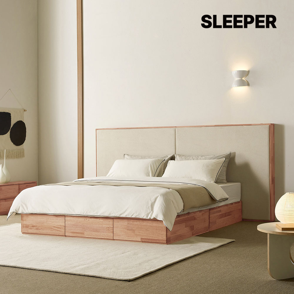 슬립퍼 리브 원목침대 호텔 호텔형 수납 조명 슈퍼싱글 침대프레임 LK 라지킹 낮은헤드 900mm 다리형 H250mm