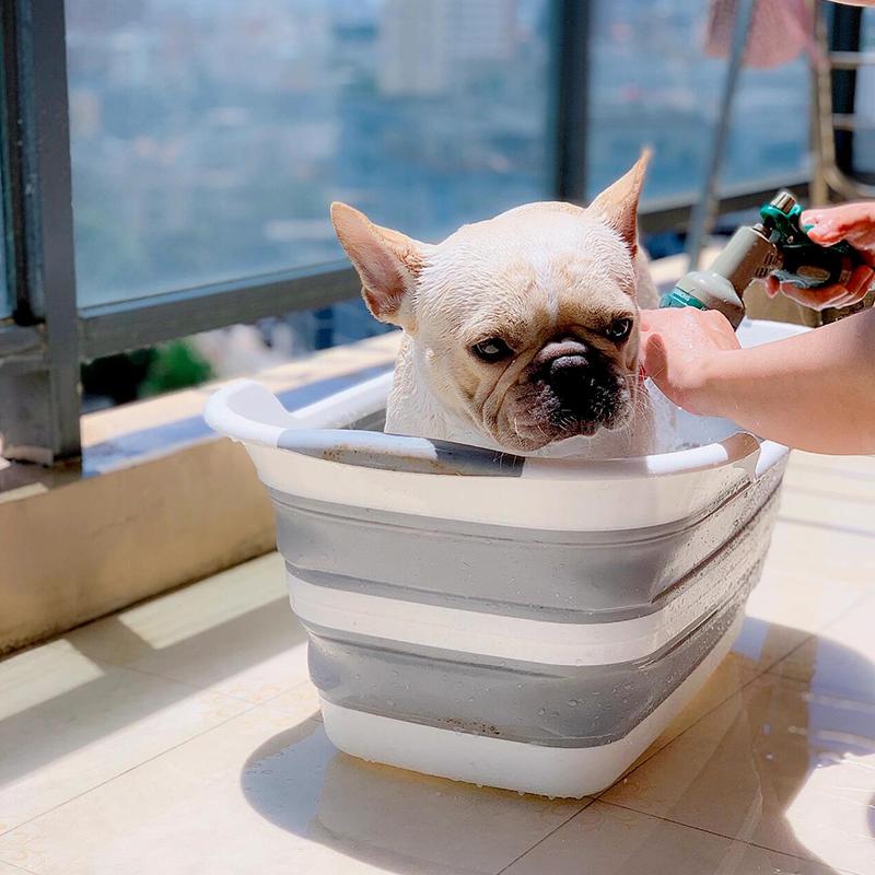 강아지 고양이 접이식 목욕통 소형 반려견 목욕 욕조 블루 접이식 욕조 46 x 30.3 x 20.4cm - 상세 이미지 3