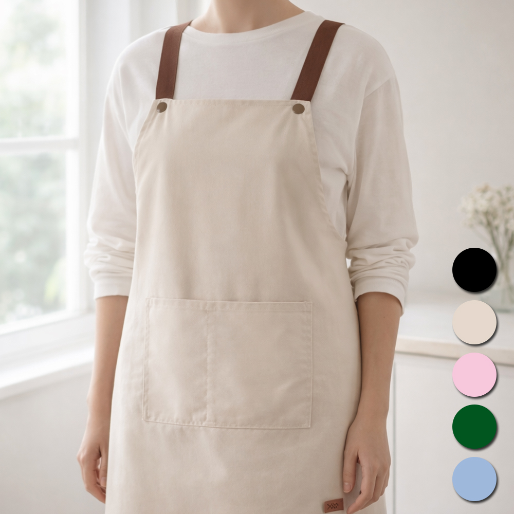 H형 방수앞치마 어린이집 보육교사 카페 미용실 미술 앞치마 아이보리, 기본