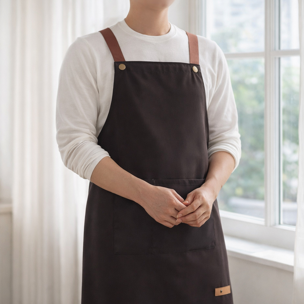 H형 방수앞치마 어린이집 보육교사 카페 미용실 미술 앞치마 블랙, 기본