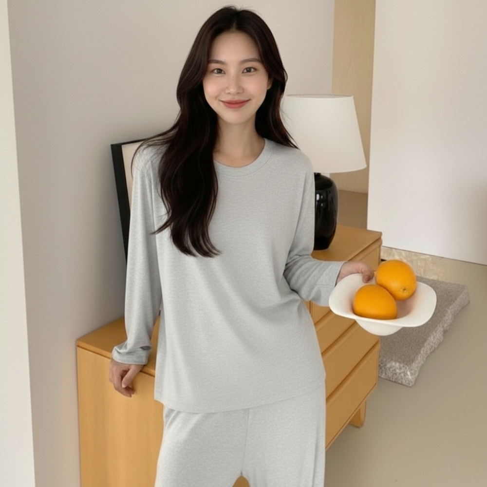 모달잠옷 긴팔 빅사이즈잠옷 아토피 여성 파자마세트 55-88 보통의날들 - 상품 이미지