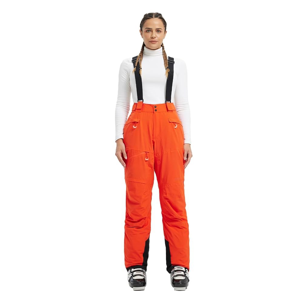 fit space 여성용 스키 팬츠 방수 15,019mm 탈부착 가능한 스트레치 멜빵 겨울 알파인 스노우보드 (캐럿, XS), 당근. Standard Carrot X-Small - 상품 이미지