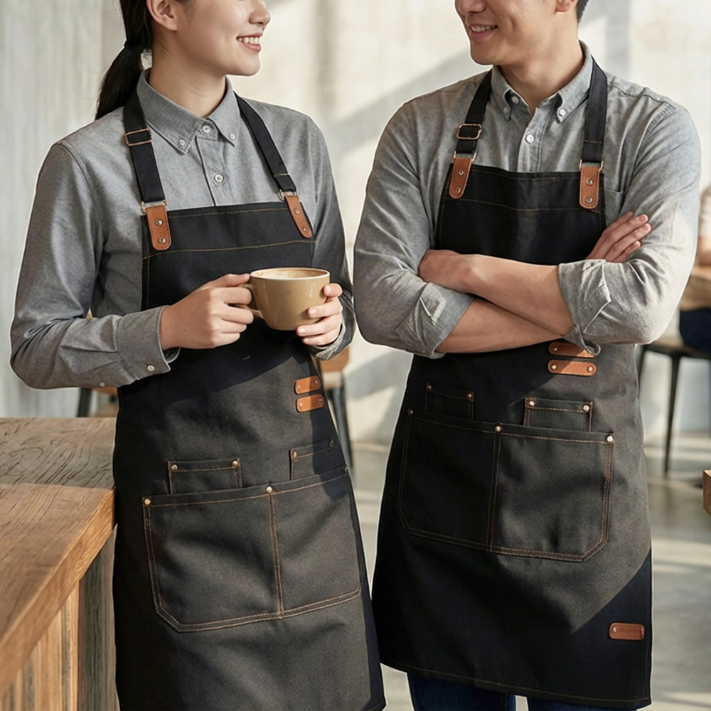 포니홈 예쁜 캔버스 방수앞치마 카페 바리스타 주방 미용실 어린이집 공방