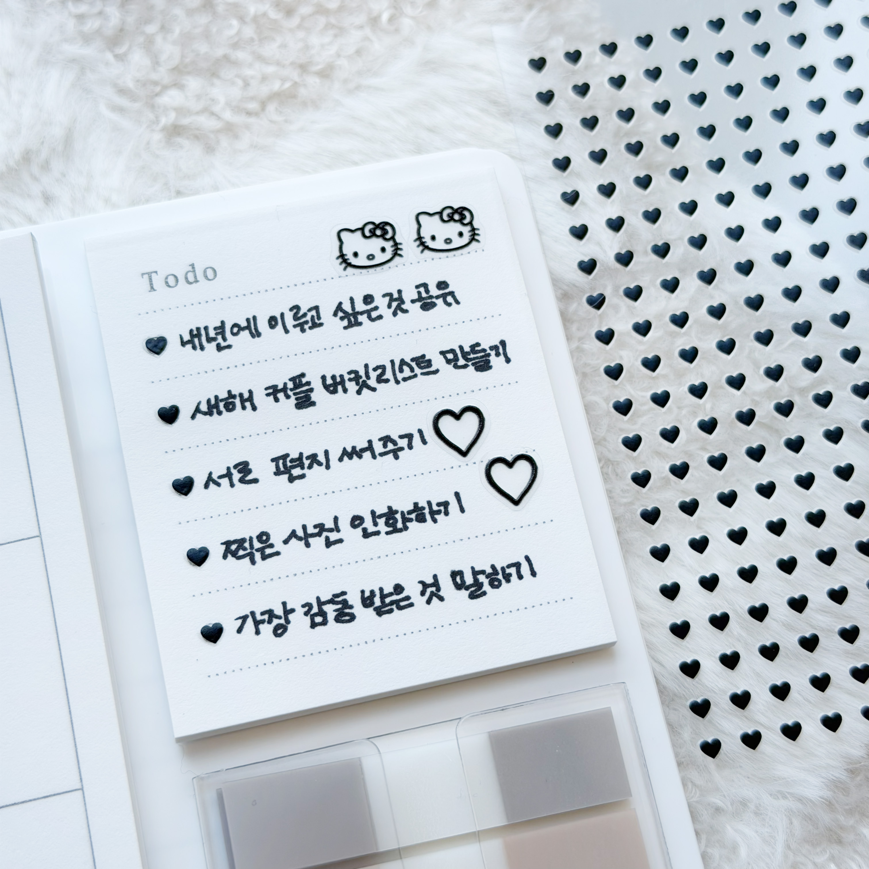 심플 미니 블랙 하트 투두 다꾸 스티커 다이어리꾸미기 (SO286) (H-5b) - 상세 이미지 2