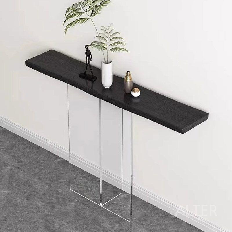 폭좁은 틈새 콘솔 얇은 거실 사이드 복도 감성 테이블 갈렛 입식 엔틱 블랙 140x30x75cm 두께5cm - 상세 이미지 3