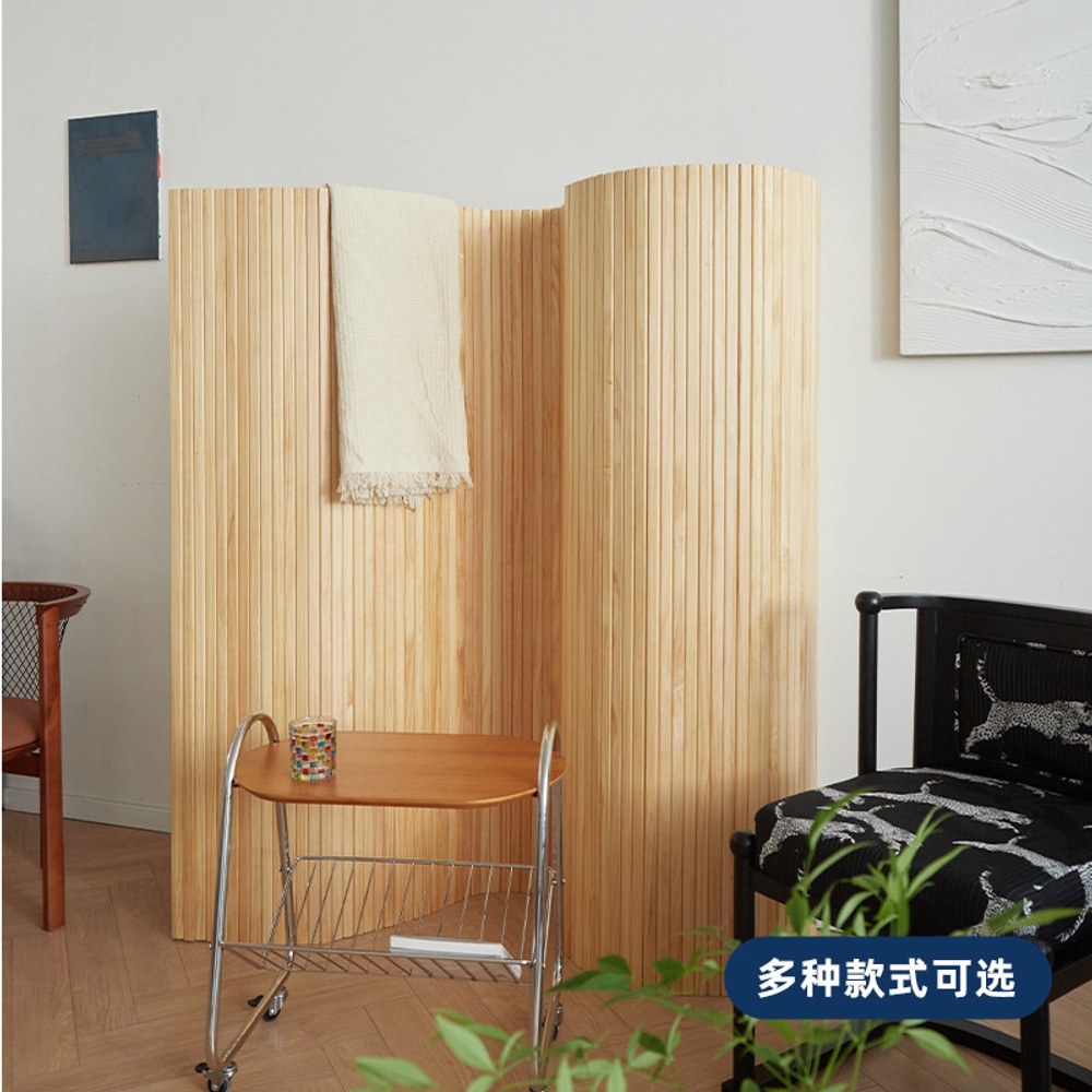 원목 파티션 곡선 물결모양 디자인 내추럴 거실 인테리어 병풍 직선형 160x200cm - 상세 이미지 4