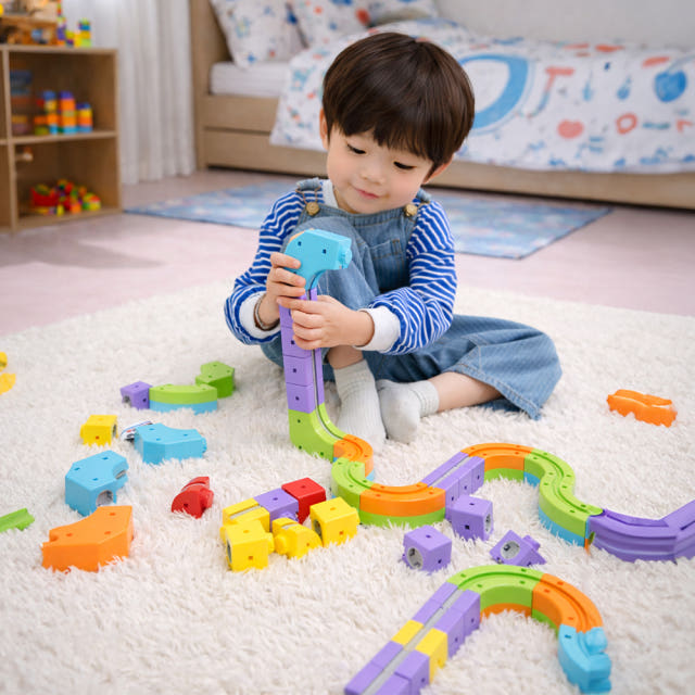 아오라 레일블럭 전동 기차 장난감 놀이 큐브 베이직세트 (48pcs)